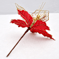 Miniatyrbilde 2 av 4: 22cm Håndlagde Gull Mesh Juleblomst Ornamenter for Festlig Dekor