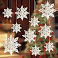Miniatyrbild 1 av 5: 30 st 3d vit snöflingahänge julfest dekoration