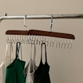 Miniatyrbilde 6 av 8: Allsidig slagfri multikrok-henger med 8 kroker, tre- og rustfritt stålhetteholder for studenthjem i mørk brun