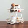 Miniatyrbild 4 av 5: Grönsaksställ i 2 våningar, Korgställ för grönsaksfrukt Vit white