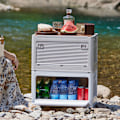 Miniatyrbild 1 av 6: 36L Vattentät Hopfällbar Förvaringslåda - Stor Portabel Plastlåda för Utomhuscamping (Vit, 5 Dörrar)