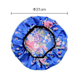 Miniatyrbild 5 av 5: Satin Bonnet Double Layer Sleep Cap Printing Bonnet Bred Elastisk