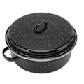 Miniatyrbillede 6 af 6: Husholdnings stegepande med sort plettet finish, non-stick grillgryde med låg, ideel til stegte søde kartofler og kastanjer, 28 cm jernlåg