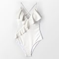 Miniatyrbillede 2 af 5: Kvinder One Piece Badedragt Flæse Wrap Textured Beach Badetøj Badedragter White M