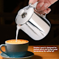 Miniatyrbilde 6 av 8: Melkekanne i rustfritt stål med lokk for Latte Art – 350 ml kaffekopp
