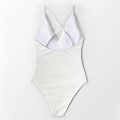 Miniatyrbillede 3 af 4: Kvinder One Piece Badedragt Flæse Wrap Textured Beach Badetøj Badedragter White L