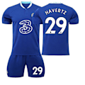 Miniatyrbillede 1 af 2: Chelsea Hjemmebanetrøje #2223: Ungdomsfodbold Uniform Sports Børnetøj Fodboldtrøje Havertz No.29 M