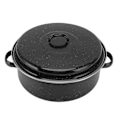 Miniatyrbillede 3 af 6: Husholdnings stegepande med sort plettet finish, non-stick grillgryde med låg, ideel til stegte søde kartofler og kastanjer, 28 cm jernlåg