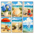 Cytheron 6-pak Mal efter Tal Sæt til Voksne, Strandtema, 20x30 cm CYOP6NP02