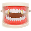 Miniatyrbillede 2 af 4: Lureen Metal Grillz Vampire Fangs Dracula Hip Hop Grills til dine tænder gold 2 pcs