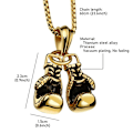 Miniatyrbild 3 av 5: Titan stållegering Mini boxningshandske Halsband Guld färg par