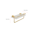 Miniatyrbillede 2 af 6: Vægmonteret Flydende Hylde med Håndklædestang - Akryl Aluminium Rack til Køkken, Badeværelse eller Soveværelse (30cm/11.8in)