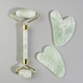 Miniatyrbild 2 av 6: Naturlig Jade Face Roller Gua Sha Scraper Set Guasha massageverktyg Emerald C
