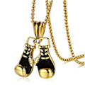 Miniatyrbild 2 av 5: Titan stållegering Mini boxningshandske Halsband Guld färg par