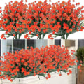 Miniatyrbild 1 av 5: 4 st utomhus konstgjorda falska blommor buskar Uv-resistenta växter red