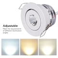 Miniatyrbillede 5 af 5: Justerbar Mini LED Indbygningsspot, Hvid Aluminium, 85-265V, 4000K Almindeligt Lys