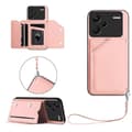 Etui med kortplads og stativ til Xiaomi Redmi Note 13 Pro+(Plus) 5G, hudvenligt telefonetui med håndledsrem (rosa)