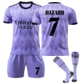 Miniatyrbillede 1 af 2: Ny sæson 2022-2023 Real Madrid fodboldtrøje fodbolddragter HAZARD 7 Kids 24(130-140CM)