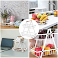 Miniatyrbild 5 av 5: Grönsaksställ i 2 våningar, Korgställ för grönsaksfrukt Vit white