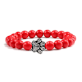 Miniatyrbild 1 av 2: Matt svart lava vulkanisk sten print berlock armband red