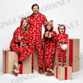 Miniatyrbillede 2 af 3: Julemode Hættetrøje Trykt Forældre-barn Outfit Jumpsuit Hjemmetøj 4T