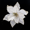 Miniatyrbillede 1 af 2: 13 cm guldkantet juleblomstdekoration i stof
