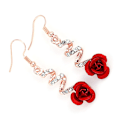 Miniatyrbild 2 av 8: Exquisite Rose Rhinestone Örhängen för Kvinnor - Eleganta Legering Drop Örhängen, Perfekt för Bröllopsfester