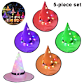 Pikkukuva 1 / 6: Halloween koristeet ulkona riippuva valaistu hehkuva noitahattu 5 pcs