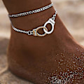 Miniatyrbild 3 av 4: Guld Silver Handbojor Anklet Par Beach Anklet silver