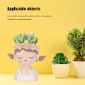 Miniatyrbilde 3 av 6: Jente Blomsterpotte - Hagepynt i Resin for Sukkulenter & Kaktuser, Perfekt for Hjem- og Romdekorasjon