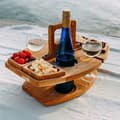 Träbord Picknickbord med Glashållare Runt Hopfällbart Des