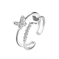 Miniatyrbild 1 av 3: Snygg fjärilsring Dubbel fjärilsring Justerbar Crystal Butterfly Knuckle Ring