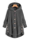 Kvinnors termiska knapp-ner varm jacka, casual ytterkläder för höst och vinter, damkläder grey grey M