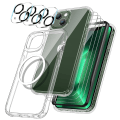 Miniatyrbild 1 av 7: iPhone 14 [9-PACK] 6x Härdat glas + 1x Silkon Skal TPU + Ram Transparent iPhone 14 (6.1)
