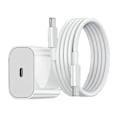 Miniatyrbillede 1 af 4: USB-C oplader kompatibel med iPhone og Samsung – Strømadapter 20W + 2 m kabel White