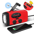 Miniatyrbillede 1 af 7: Krankradio med solceller, lommelygte og 2000mAh Powerbank SOS Red