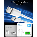 Miniatyrbillede 4 af 4: USB-C oplader kompatibel med iPhone og Samsung – Strømadapter 20W + 2 m kabel White