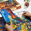 Miniatyrbillede 6 af 9: Puslespils adventskalender 2024, 1008 puslespilsbrikker 24 dages FirePlace