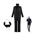 Miniatyrbillede 5 af 6: Mub- Anime Jujutsu Kaisen Gojo Satoru  Sorte Top Bukser Øje spørg Halloween Fest Cosplay Kostume Blue M