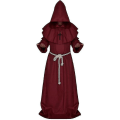 Miniatyrbilde 2 av 3: Voksen munk Hooded Robe Kappa Cape Friar middelaldersk prestkostyme -a Red M
