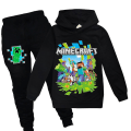 Miniatyrbilde 1 av 2: Barn Minecraft treningsoverall sett med trykt hettegenser og bukse casual V .q Black 100cm