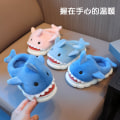 Miniatyrbild 3 av 5: Mub- Shark kids bomull tofflor tecknad pojke inomhus söt varm plysch bomullsskor Dark blue 32-33