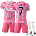 Miniatyrbild 1 av 2: Xbi- 2425 Barnens Fotboll Tröja Träning Jersey Team Uniform Set Madrid Sportkläder Real Madrid Tröja 7 VINI JR. 28