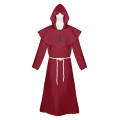 Pikkukuva 1 / 5: Halloween-asu keskiaikainen munkkiasu munkkiasu velhoasu pappisasu cosplay-asu viitta cos täydellinen setti red L