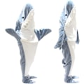 Miniatyrbild 3 av 5: Ny pyjamas Shark ett stycke vuxen supermjuk mjuk flanellhuvtröja sovsäck som kan bäras löst Blue L