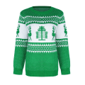 Pikkukuva 1 / 2: Mub- Syksy/talvi Naisten neulotut vaatteet Piirretty Jacquard Löysä Pyöreä kaulapaita Joulupaita Green Christmas sweater S
