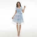 Miniatyrbillede 4 af 5: Kvinders Dirndl Midikjole Dirndl Kjole 3-delt Kostume Kjolesæt Inklusive Blonde Dirndl Forklæde Kostume Mode Til Ølfestival -a light blue XL