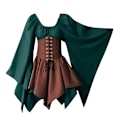Pikkukuva 4 / 5: Naisten keskiaikainen cosplay-asu goottilainen vintage pitkähihainen korsettimekko Halloween -a Khaki green S
