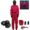 Miniatyrbild 1 av 4: Kids Unisex Squid Game 2 Costume Cosplay Jumpsuit + Squid Game Mask Halloween Outfit Gifts Party 10-12years circle