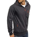 Miniatyrbilde 3 av 5: Herre Zip Treningsjakke Gym Hooded Dampgjennomtrengelig Sweatshirt Gym Top Høst Vinterjakke Dark Gray L